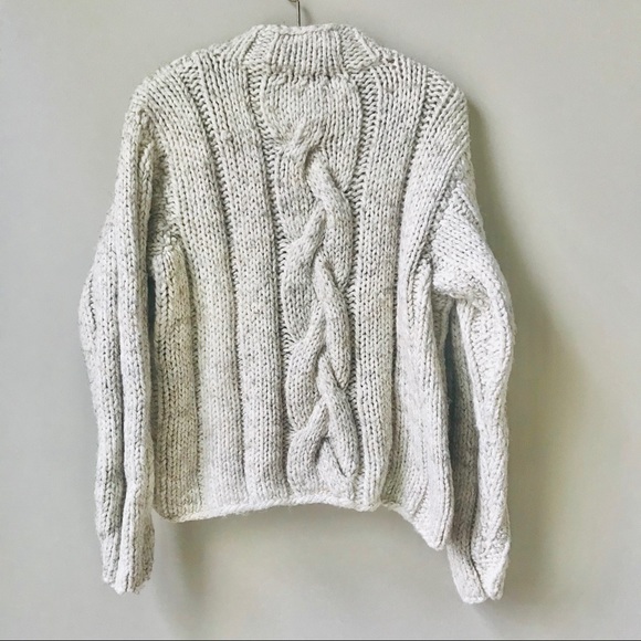 Vintage Hand Knit Chunky Sweater Size Med Oatmeal - Picture 6 of 11